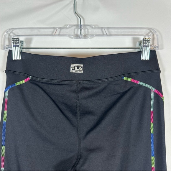 FILA Sport Black Running 3/4 Leggings with Multicolor Accents Women’s Small - Picture 7 of 7
